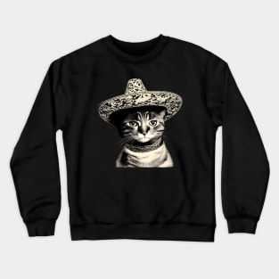 Cat wearing sombrero hat - vintage Crewneck Sweatshirt